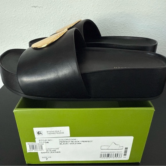 NEW Tory Burch Patos Platform Black Leather Slide Sandal - Picture 6 of 13